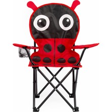 Uniqamp ® Coco™ Uğur Böceği Temalı Katlanır Çocuk Kamp Sandalyesi Kırmızı - Siyah Renkli Fonksiyonel Tasarım