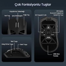 Canarino Aula SC620 PAW3311 Sensör 12000 Dpı 1000Hz Kablolu ve Kablosuz Gaming Oyuncu Mouse Siyah