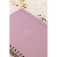 Matt Notebook 20X28 cm Gül Kurusu Lastikli Spiralli Sert Kapak Kareli Not Defteri 112 Yaprak