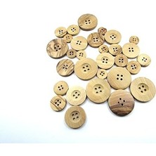 Canarino Tahta Dikme, 4 Delik Yazı Model, Doğal Ahşap, Zeytin AĞACI,100 Adet 15MM-24L