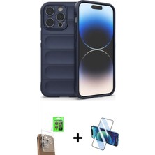 İlk El Grup Pilelistore™ iPhone 16 Pro Max Kılıf Atlas Koleksiyonu - Siyah 3D Antistatik Cam Ekran Koruyucu + Raze Metal Kamera Lens - Cltm