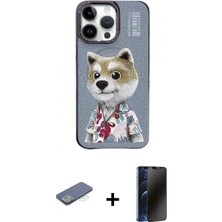 İlk El Grup Pilelistore™ iPhone 13 Pro Max Kılıf Siluet Modern Özel Seri - Siyah 3D Antistatik Hayalet Cam Ekran Koruyucu + Renkli Kamera Lens Koruma Cam - Yl