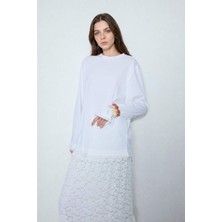 DeFacto %100 Pamuk Relax Fit Uzun Kollu Ekru Tunik H7727AX26SM