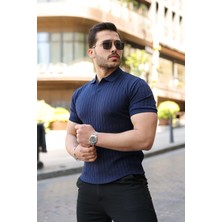 Alyn Wear Erkek Örgü Desen Yakalı Kısa Kollu Triko Tişört