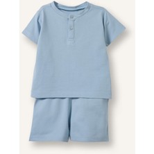 DeFacto %100 Pamuk 2'li Mavi Pijama Takımı Erkek Bebek H6835A526HS
