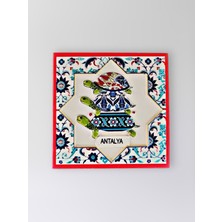 Mundy Antalya Temalı Polyester Kabartmalı Kaplumbağa Desen Magnet  7 x 7 cm – Dekoratif Hediyelik Buzdolabı Süsü  (KOD:1195)