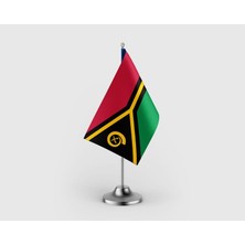 Punto Dizayn Vanuatu Devleti Tekli Saten Masa Bayrağı Seti