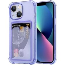 Canarino & Aksesuar 15 ile Uyumlu Şeffaf Yapıya Sahip Arka Ksımında Kartlık Bölmeli Kolay Kullanım Sağlayan Telefon Kılıfı (Lila)