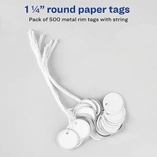 Canarino Metal Rim Marking Tags, Metal/, 1 – 1/4" Çap, Beyaz, 500/BOX, Sold As 1 Box