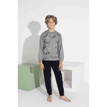 Rapapa Erkek Çocuk Uzun Kol Interlook Pamuklu Pijama Takımı 7407-
