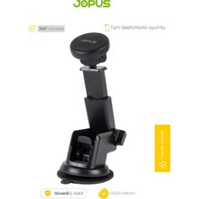Jopus 360° Döner Manyetik Araç İçi Telefon Tutucu – Güçlü Vakumlu Uzun Kollu Tasarım JO-AT110