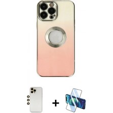 İlk El Grup Pilelistore™ iPhone 13 Pro Max Kılıf Kutup Yansıma Özel Seri - Siyah 3D Antistatik Cam Ekran Koruyucu + Shine Kamera Lens - Gd