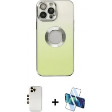 İlk El Grup Pilelistore™ iPhone 13 Pro Max Kılıf Kutup Yansıma Özel Seri - Siyah 3D Antistatik Cam Ekran Koruyucu + Shine Kamera Lens - Gd
