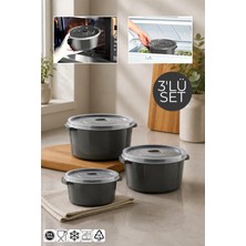 Nandy Home 3'lü Set Mikrodalga ve Difrizde Kullanılabilen Saklama Kabı Seti Yuvarlak