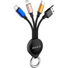 Canarino Anahtarlık Tasarımlı, Type-C, Micro, Lightning Hızlı Şarj ve Data Veri Aktarım 3 In 1 USB Kablo