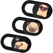 Canarino Webcam Cover 3 Lü Set Laptop Tablet Telefon Uyumlu Pug Köpek Desenli Kamera Kapatıcı Ultra Ince Gizlilik Koruma Slider Kapak Çok Renkli