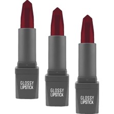 Canarino Uzun Süre Kalıcı Yoğun Renk Veren Nemlendirici Parlak Ruj - Glossy Lipstick 322 Cranberry (3 Paketi)