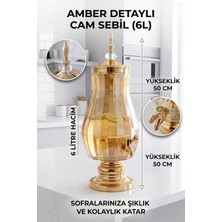 UltraMint Şeffaf Cam Sebil, Yağlık, Şerbetlik ve Sürahi, 6 Litre, 50 cm