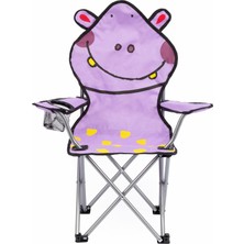 Uniqamp ® Coco™ Hipopotam Temalı Katlanır Çocuk Kamp Sandalyesi Mor Renkli Fonksiyonel Tasarım