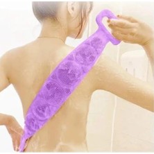 Canarino Çift Taraflı, Silikon Duş, Banyo Sırt Lifi, Sırt Temizlik Palası, Fırçası (Uzunluk 70 Cm) (Mor)