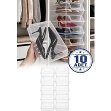 Omilife 10'lu Şeffaf Ayakkabı Kutusu Kapaklı İstiflenebilir Kadın Ayakkabı Organizer