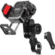 Bix BPH04 Gidon Bağlantılı 360° Derece Ayarlanabilir 4″-7” Telefonlar ile Uyumlu Handlebar Motosiklet Bisiklet Telefon Tutucu