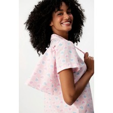 Penti Kırık Beyaz Travel Çiçek Kısa Kollu Gömlek Şort Pijama Takımı