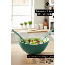 Muf Home Salata Servis Seti Servis Sunum Salata Hazırlık Seti 3 Parça Kristal Plastik Kaşık ve Çatal 3000 ml