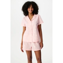 Penti Pembe Çiçekli Morning Gömlek Kısa Kollu Şort Pijama Takımı