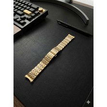 Sewor 20MM Çapında Ucu Kavisli Gold Renk Çelik Saat Kordonu