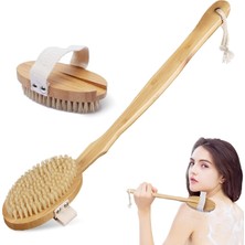 Canarino Doğal At Kılı Banyo Fırçası – Selülit Karşıtı, Masaj ve Peeling Için Ahşap Fırça, Saplı & Sapsız Kullanım