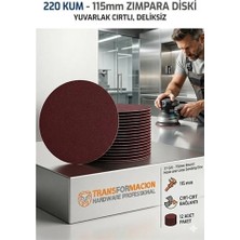 ENCO Mey Ithalat® 12 Adet 220 Kum Yuvarlak Cırtlı Zımpara Diski 115 mm Deliksiz Zımpara Kağıdı 7