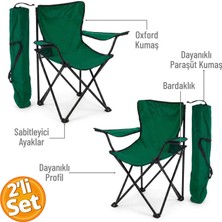 Trend Maison Rejisör Koltuğu Katlanır Kamp Plaj Piknik Sandalyesi Yeşil 2 Adet