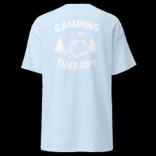 Camping Is My Therapy Kamp Çadır Doğa Baskılı Unisex Bisiklet Yaka Tişört