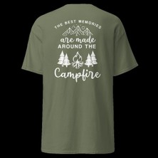 Best Memories Around The Campfire Kamp Ateşi Baskılı Unisex Pamuklu Tişört