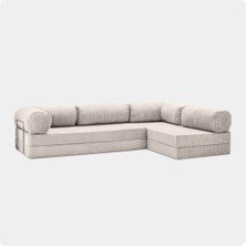 Nestime® 300X200 cm Açık Köşe Modüler Sünger Koltuk Takımı Yatak Olabilen • Fitilli Kadife • Çıkarılabilir & Yıkanabilir Kılıf