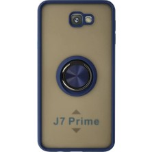 SDT Newface Samsung Galaxy J7 Prime Kılıf Montreal Yüzüklü Silikon Kapak - Lacivert