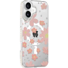 SDT Joko Apple iPhone 16 Floral Magsafe Kapak - Pembe