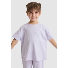 U.S. Polo Assn. Kız Çocuk Bisiklet Yaka Lila Tişört 50325722-VR034