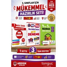 Tonguç Akademi 4'ten 5'e Hazırlık Kitabı - Ardışık Bursluluk Sınavı Soru Bankası - 5'li Deneme 3'lü Set