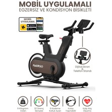 Fastgo Uygulama Destekli Elektro Manyetik Spin Bisiklet Ekranlı  9kg Volan Egzersiz Kondisyon Bisikleti