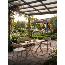 Royalune Furniture Begonya Bahçe Çay Seti - Metal ve Alüminyum Gövde - Su Geçirmez ve Uv Dayanımlı Örgü Ipleri