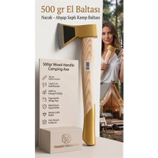 Varyant Store  Ahşap Saplı Kamp Baltası 500 Gr, Profesyonel Nacak, Kırılmaz Saplı Odun Kesme ve Yarma Baltas