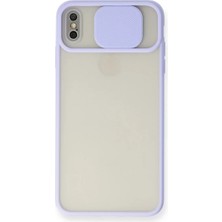 SDT Newface Apple iPhone Xs Max Kılıf Palm Buzlu Kamera Sürgülü Silikon - Lila