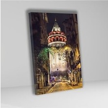 Canarino Tekli Dikey Kanvas Duvar Tablosu Istanbul Gece Galata Kulesi 40 x 60 GARTNM7137
