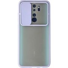 SDT Newface Xiaomi Redmi Note 8 Pro Kılıf Palm Buzlu Kamera Sürgülü Silikon - Lila