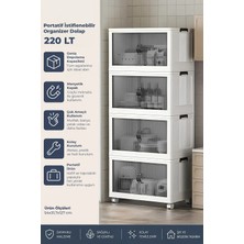 Kitchen Life Modern Tasarımlı 4'lü Portatif Tekerlekli Organizer Dolap Plastik Malzemeden Üretilmiştir