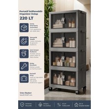 Kitchen Life 4'lü Portatif Tekerlekli Organizer Dolap Mutfak Banyo Saklama Kutusu Sepet Plastik