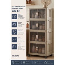 Kitchen Life 4'lü Portatif Istiflenebilir Tekerlekli Organizer Dolap  - Mutfak Banyo Rafı Saklama Kutusu Sepet