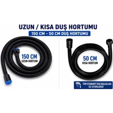 FAWER Faucet & Shower FAWER SİYAH  SPİRAL DUŞ HORTUM KISA VE UZUN 150CM - 50CM